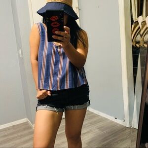 Salt Water Luxe Indigo Stripped Summer Women Top Size Small